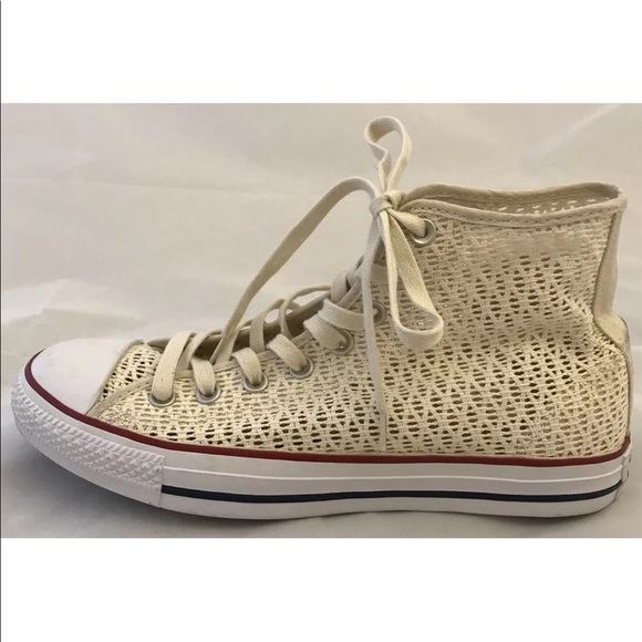 New Converse Chuck Taylor Mesh Crochet Cream Women Hi Top Shoes Hi Cut Sz 10.5 - Picture 10 of 11